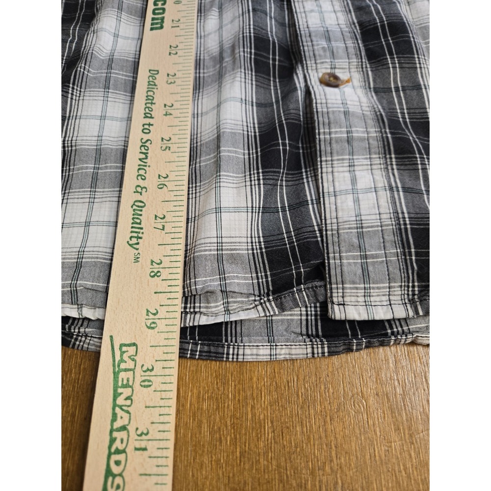 Carhartt Mens Relaxed Fit Short Sleeve Button Down Plaid Shirt Black Large - Picture 6 of 6